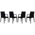 Kd Americana 35 x 16 in. Weave Mace Indoor & Outdoor Chair with Arms, Black, 4PK KD3579533